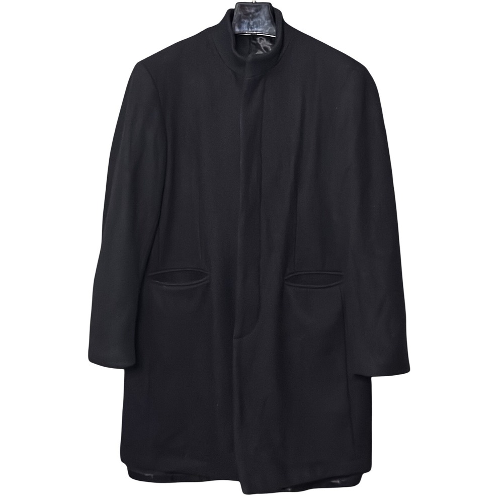 Size Medium - La Chateau Wool Coat Button Front Black